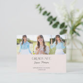 Minimalistisch Afstuderen Blush Pink 3-Foto's Afst Briefkaart (Staand voorkant)