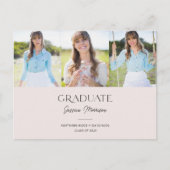 Minimalistisch Afstuderen Blush Pink 3-Foto's Afst Briefkaart (Voorkant)