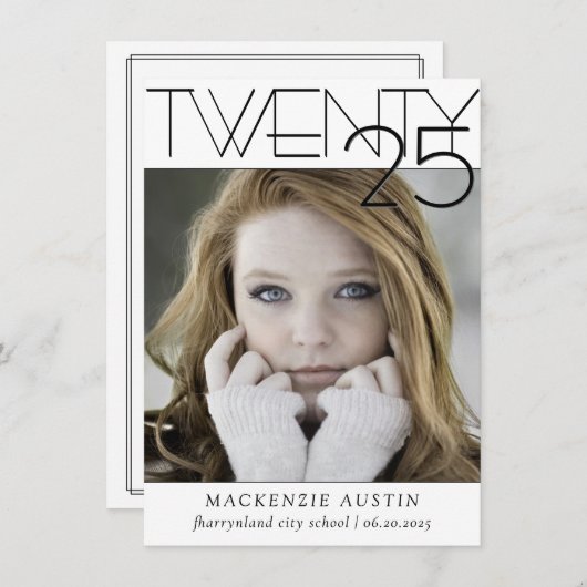 Minimalistisch Afstuderen | Classic Script Afstude Aankondiging (Voorkant / Achterkant)