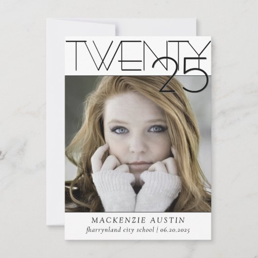 Minimalistisch Afstuderen | Classic Script Afstude Aankondiging (Voorkant)