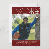 Minimalistisch Afstuderen | Donkerrode en witte fo Kaart (Voorkant)