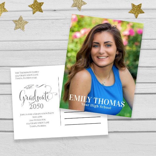 Minimalistisch Afstuderen, eenvoudig script Briefkaart