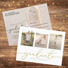 Minimalistisch Afstuderen, eenvoudige goudfoto Briefkaart