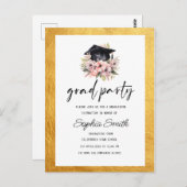 Minimalistisch Afstuderen, Elegant goud Briefkaart (Voorkant / Achterkant)