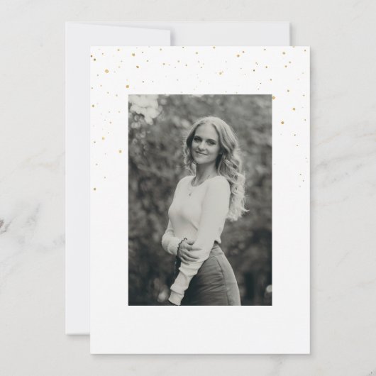 Minimalistisch Afstuderen Faux Gold Glitter Kaart (Achterkant)