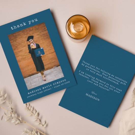 Minimalistisch Afstuderen foto eenvoudig dank u Notitiekaartje