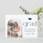 Minimalistisch Afstuderen foto marineblauw foto va Aankondiging (Staand voorkant)