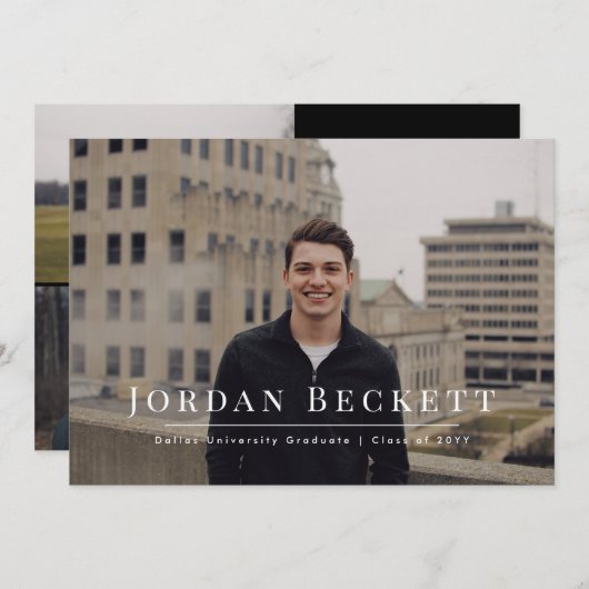 Minimalistisch Afstuderen Fotoaankondiging Aankondiging (Voorkant / Achterkant)