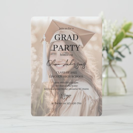 Minimalistisch Afstuderen fotofeest Kaart (Staand voorkant)