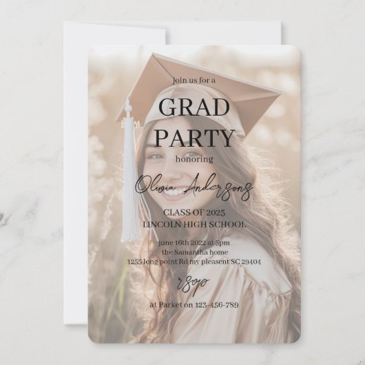 Minimalistisch Afstuderen fotofeest Kaart (Voorkant)