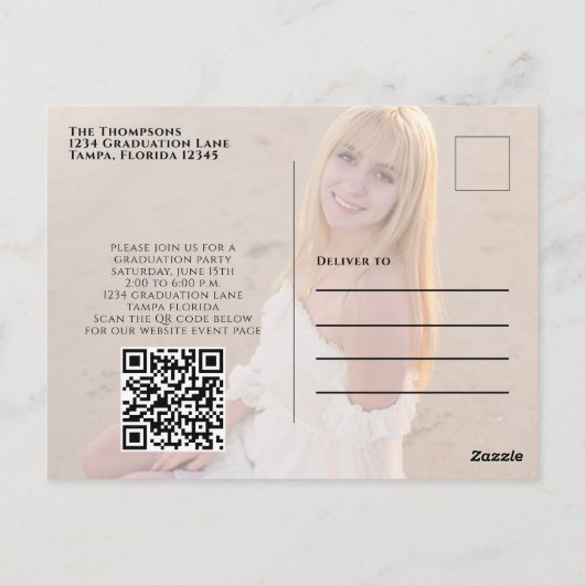 Minimalistisch Afstuderen Gold Modern Eenvoudige Q Briefkaart (Achterkant)