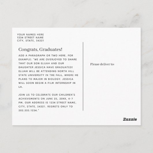 Minimalistisch Afstuderen Gold Two-Afstudeerder vo Briefkaart (Achterkant)