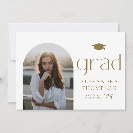 Minimalistisch Afstuderen goudfoto's Aankondiging (Voorkant)