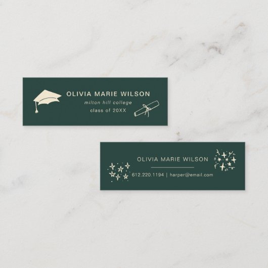 Minimalistisch Afstuderen Icon Naam Kaart Forrest  Mini Visitekaartje (Voorkant / Achterkant)