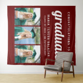 Minimalistisch Afstuderen met drie foto's |Maroon Wandkleed (In Situ (horizontaal))