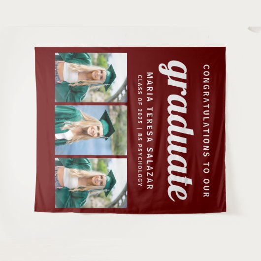 Minimalistisch Afstuderen met drie foto's |Maroon Wandkleed (Voorkant (horizontaal))