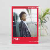 Minimalistisch Afstuderen met rode foto PhD Kaart (Staand voorkant)