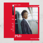 Minimalistisch Afstuderen met rode foto PhD Kaart (Voorkant / Achterkant)