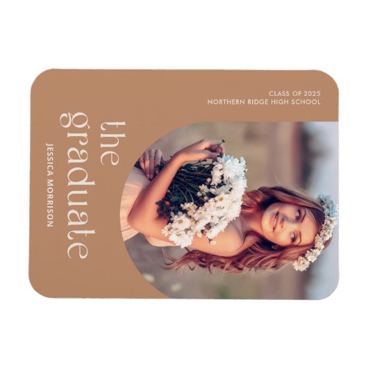 Minimalistisch Afstuderen Modern Foto Afstudeerder Magneet (Horizontaal)