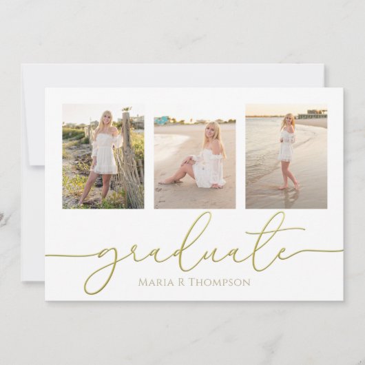 Minimalistisch Afstuderen Modern Simple 3 Photo Co Kaart (Voorkant)