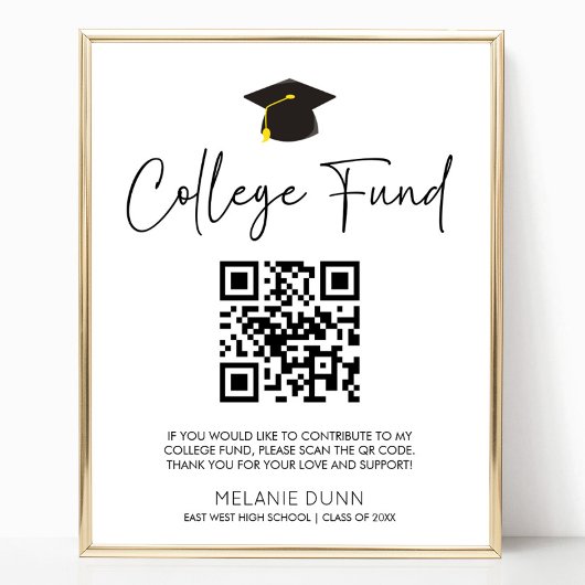 Minimalistisch Afstuderen QR Code College fondsbor Poster