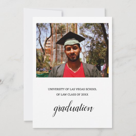 Minimalistisch afstuderen van de de fotowet van he aankondiging (Achterkant)