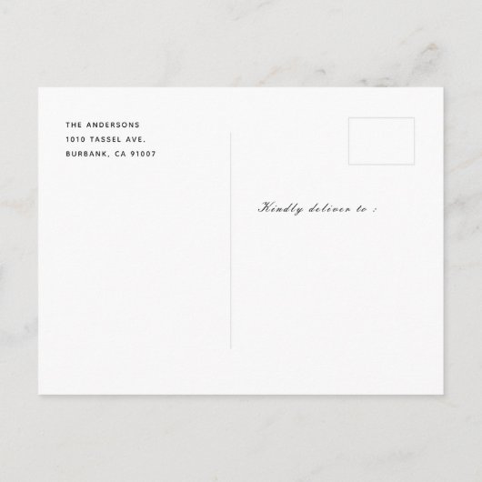 Minimalistisch Afstuderen van de Foto van het Manu Aankondigingskaart (Achterkant)