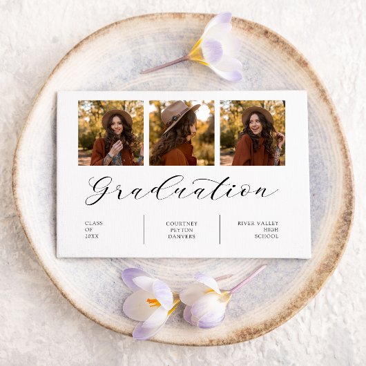 Minimalistisch Afstuderen van het Collage 3 Foto's Kaart