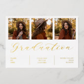 Minimalistisch Afstuderen van het Koelen 3 Foto's  Folie Uitnodiging (Voorkant)