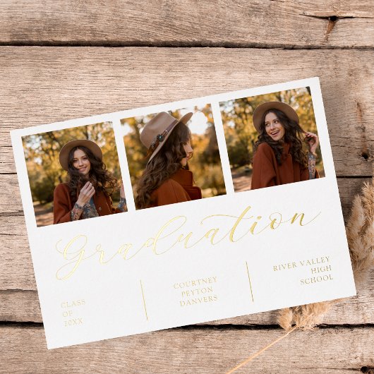 Minimalistisch Afstuderen van het Koelen 3 Foto's  Folie Uitnodiging