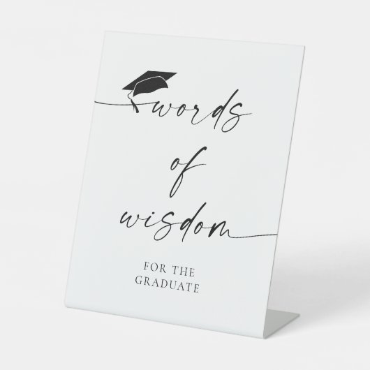 Minimalistisch Afstuderen van Wijsheid Reclamebord Met Voetstuk (Voorkant)