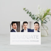 Minimalistisch Afstuderen voor fotocollage Folie Uitnodiging Briefkaart (Staand Voorkant)