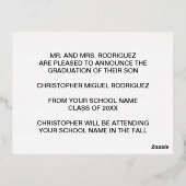 Minimalistisch Afstuderen voor fotocollage Folie Uitnodiging Briefkaart (Achterkant)