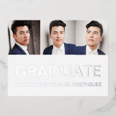 Minimalistisch Afstuderen voor fotocollage Folie Uitnodiging Briefkaart (Voorkant)