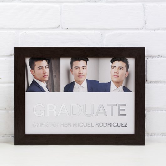 Minimalistisch Afstuderen voor fotocollage Folie Uitnodiging Briefkaart