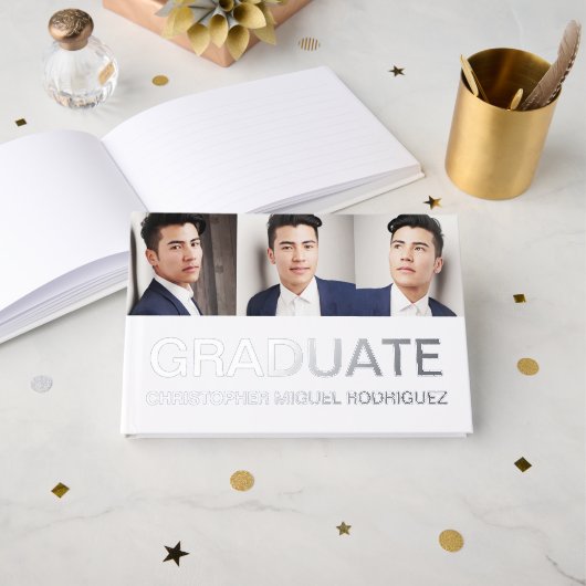 Minimalistisch Afstuderen voor fotocollage Gastenboek (Voorkant open)
