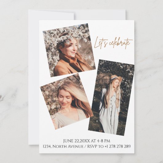 Minimalistisch Afstuderen voor fotocollage Kaart (Achterkant)