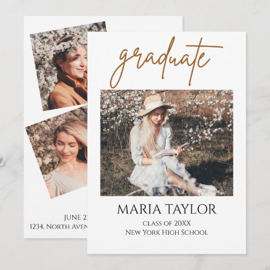 Minimalistisch Afstuderen voor fotocollage Kaart (Voorkant / Achterkant)