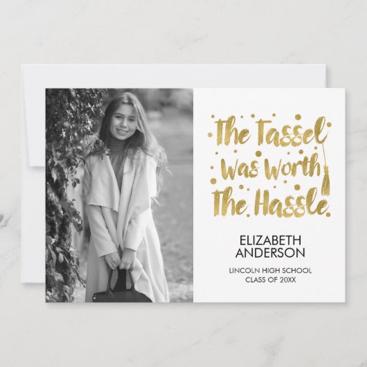 Minimalistisch Afstuderen voor foto's en tassel Aankondiging (Voorkant)