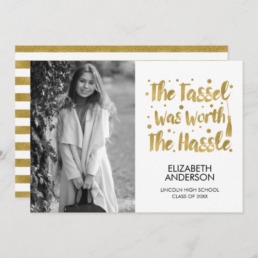 Minimalistisch Afstuderen voor foto's en tassel Aankondiging (Voorkant / Achterkant)