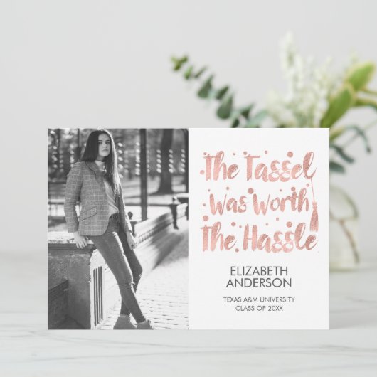 Minimalistisch Afstuderen voor foto's en tassel Aankondiging (Staand voorkant)