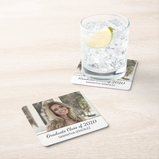 Minimalistisch Afstuderen zwart fotowit Kartonnen Onderzetters (Insitu)