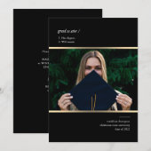 Minimalistisch Afstuderen zwart Gold-fotoAfstudere Kaart (Voorkant / Achterkant)