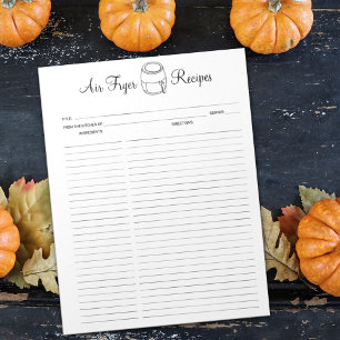 Minimalistisch Air Fryer Recepten Notitieblok