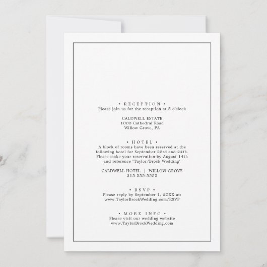 Minimalistisch alles in één bruiloft kaart (Achterkant)