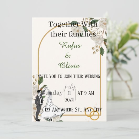 minimalistisch | Alles in één huwelijksuitnodiging Kaart (Staand voorkant)