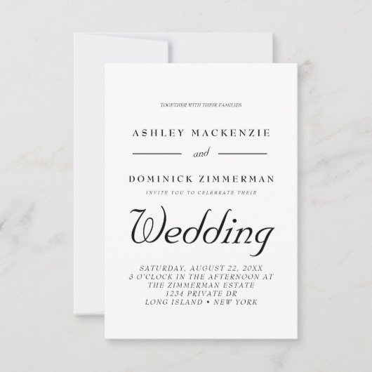 Minimalistisch alles in één moderne bruiloft kaart (Voorkant)