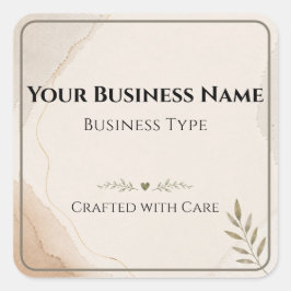 Minimalistisch ambachtelijk botanisch productlogo vierkante sticker