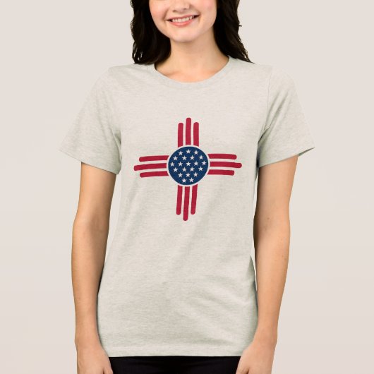 Minimalistisch Amerikaans Zia-symbool – Schoon mod Tri-Blend Shirt (Voorkant)