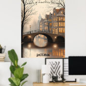 Minimalistisch Amsterdam City Skyline Wall Art Pos Poster (Thuiskantoor)